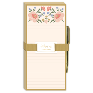 Rose-themed magnetic list pad, ideal for keeping reminders in check.