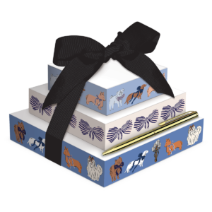 Dog-themed tower of notes, great for organized note-taking.