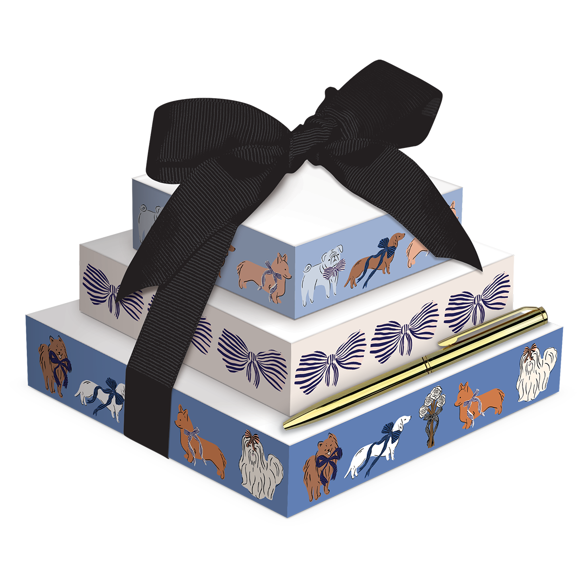 Dog-themed tower of notes, great for organized note-taking.