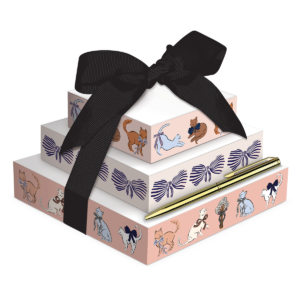Cat-themed tower of notes, ideal for capturing thoughts and plans.