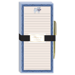 Pug-themed magnetic list pad, great for task management.