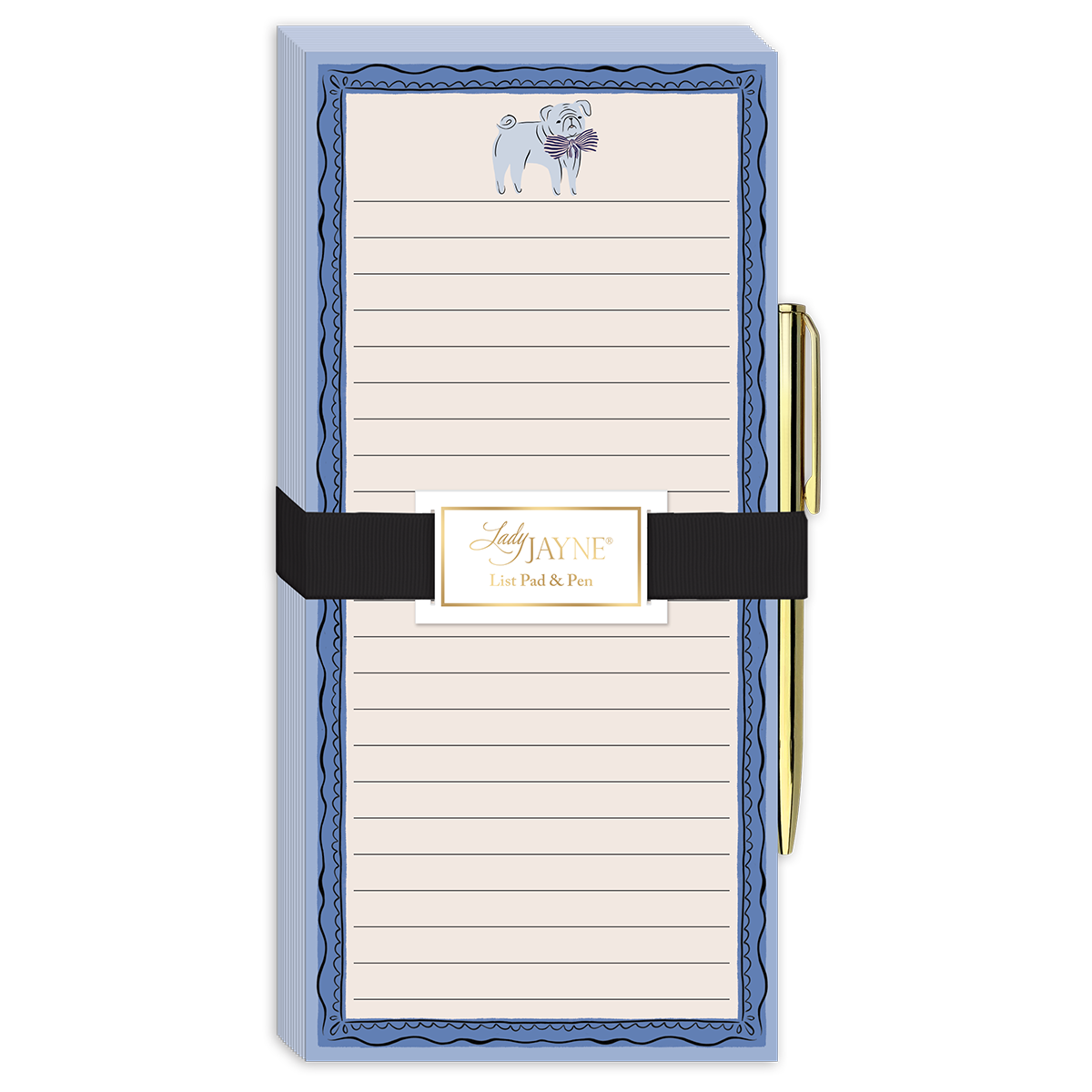 Pug-themed magnetic list pad, great for task management.