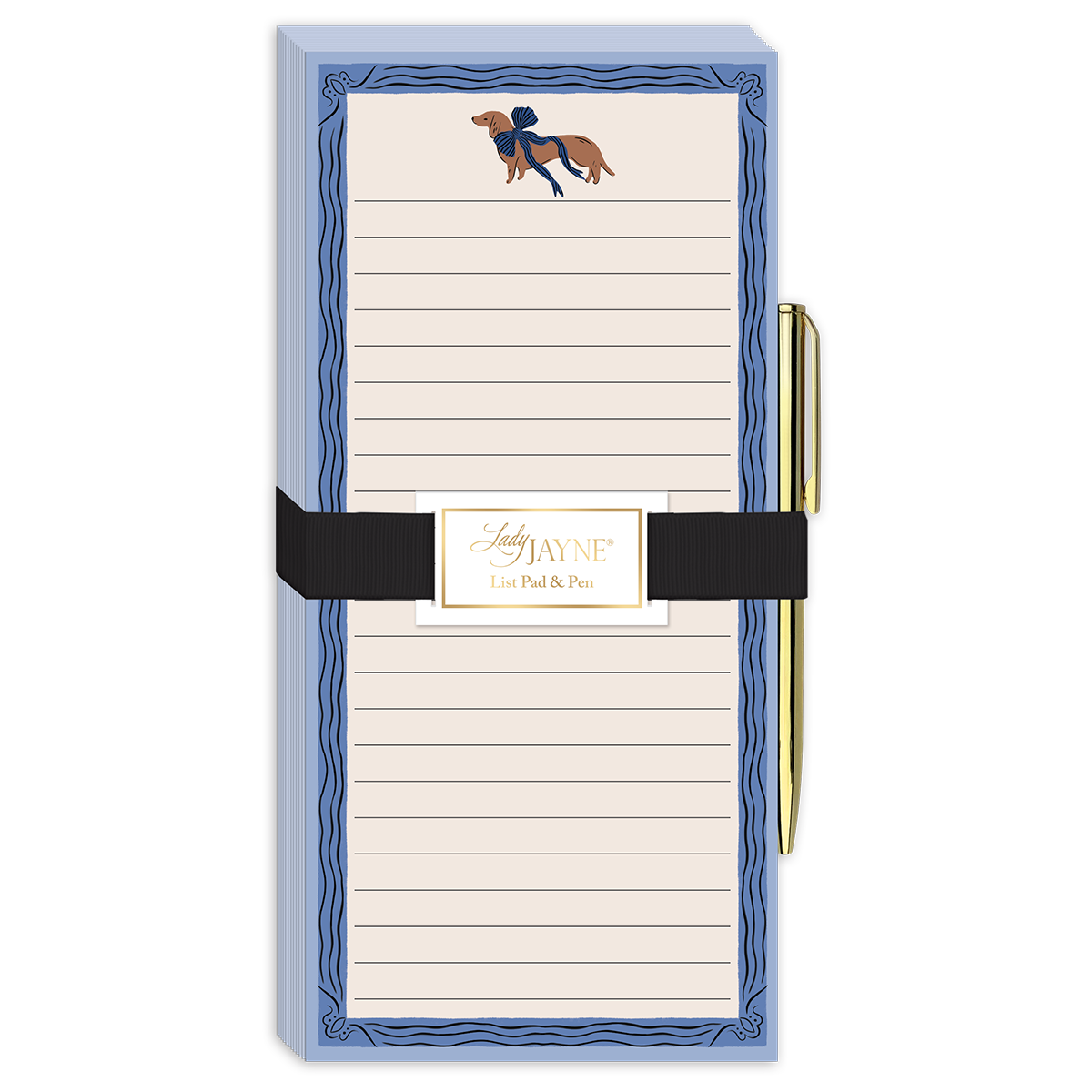 Dachshund-themed magnetic list pad, ideal for jotting down reminders.