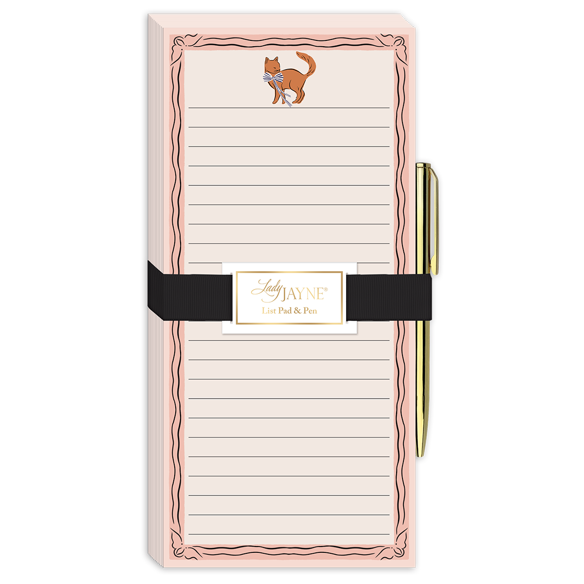 Orange cat-themed magnetic list pad, perfect for keeping notes handy.