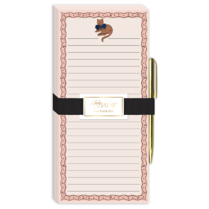Brown cat-themed magnetic list pad, ideal for keeping reminders in check.