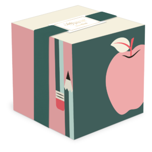 Multi-themed note block, ideal for jotting down ideas.