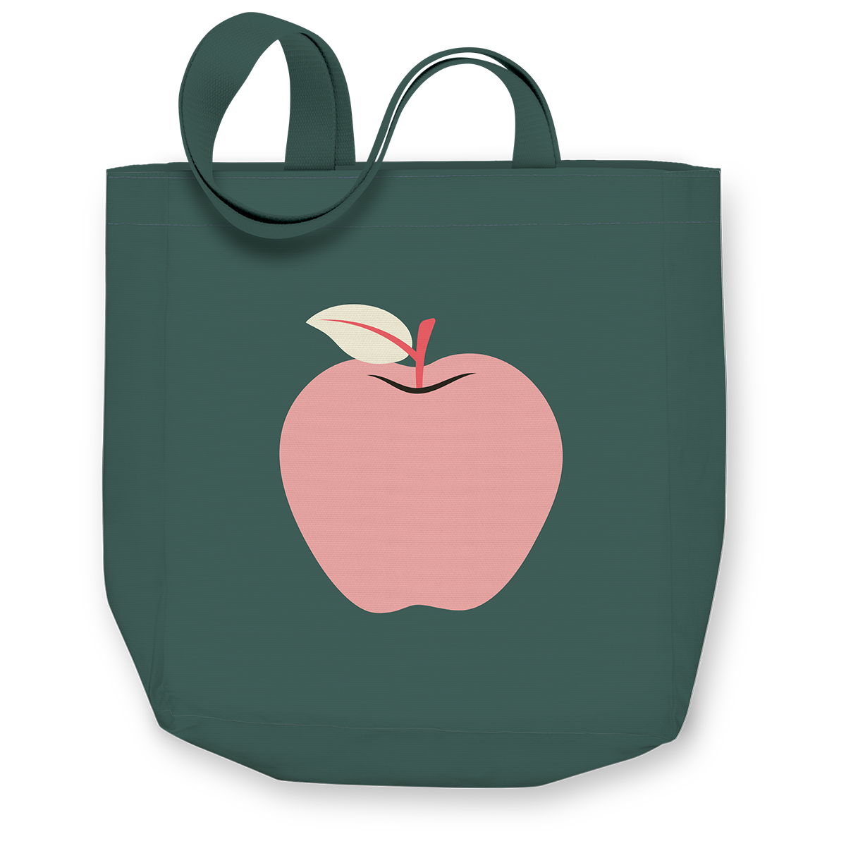 Pink apple tote, great for carrying books and supplies.