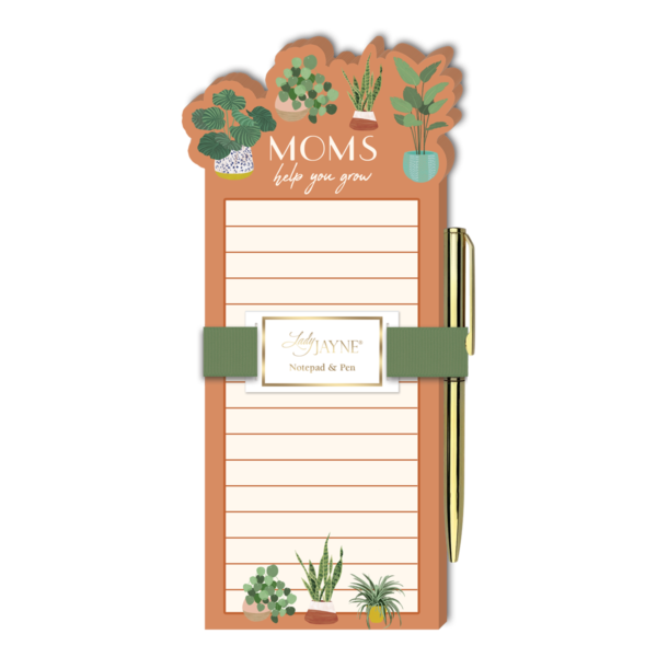 Lady Jayne Mom Coffee Cup Note Pad With Pen - 4x8 Inch Die-Cut Notepad