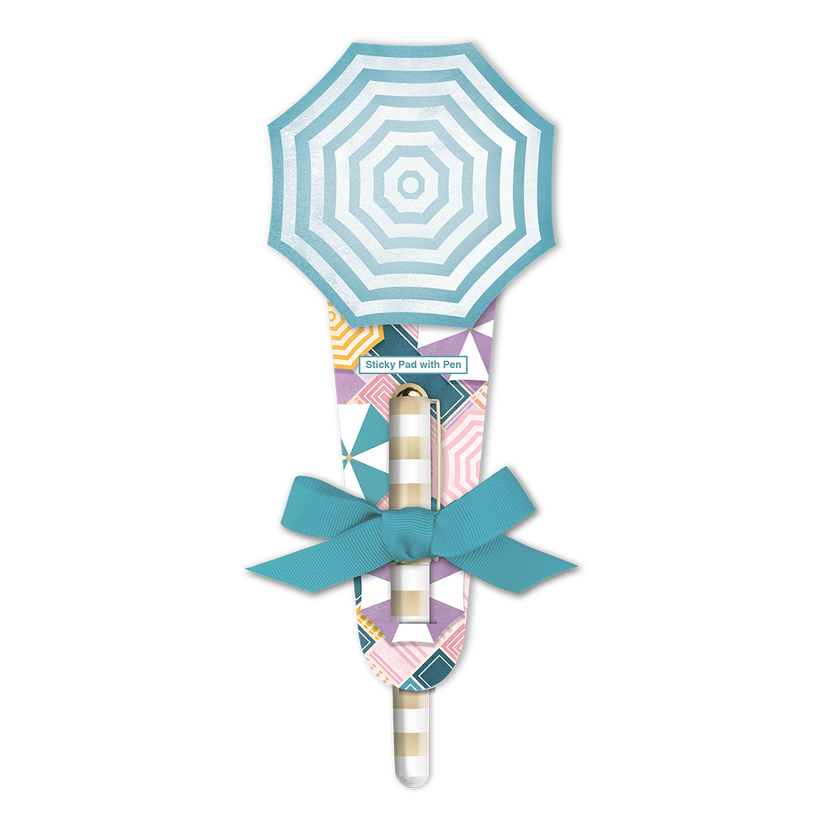 Teal Umbrella Sticky Pad and Pen Product