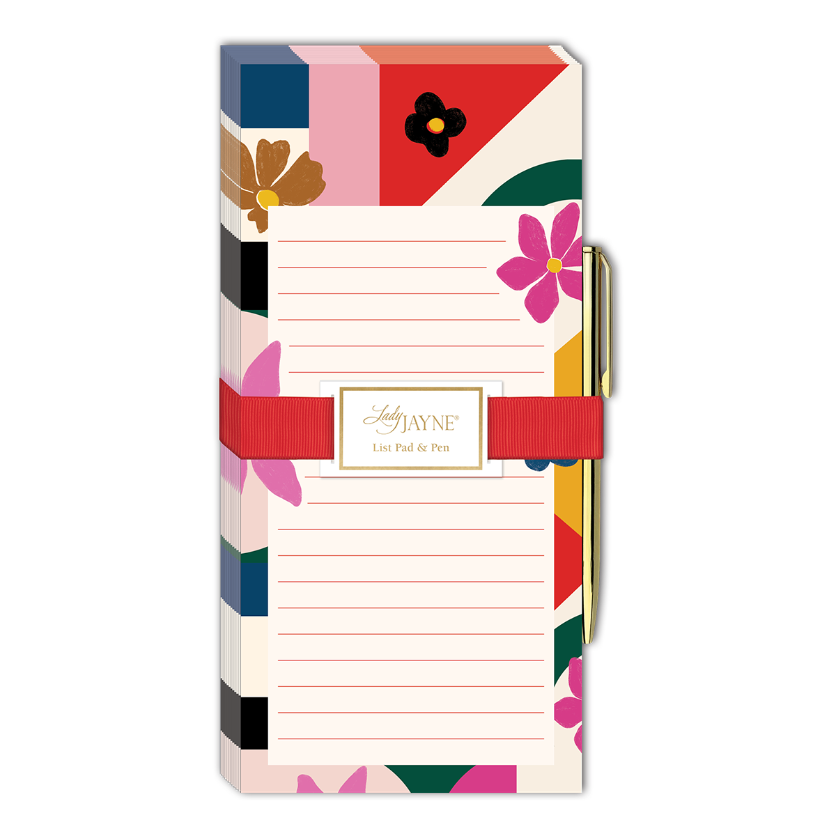 Geo Floral Magnetic List Pad With Pen Product