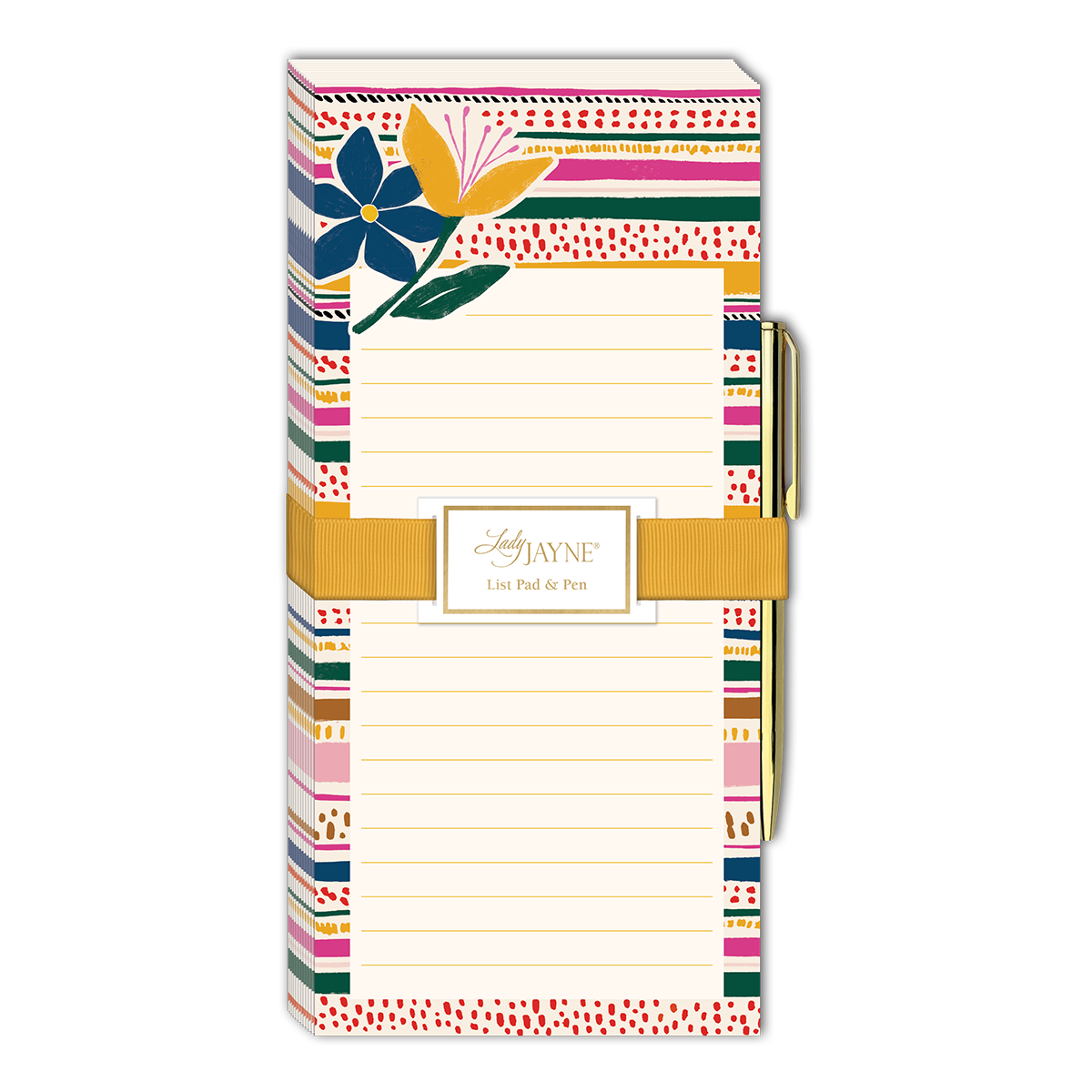 Flower Stripe Magnetic List Pad With Pen Product